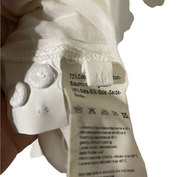 120% Lino Cotton Silk Blend White Embellished Silver Cover Up - Picture 6 of 8